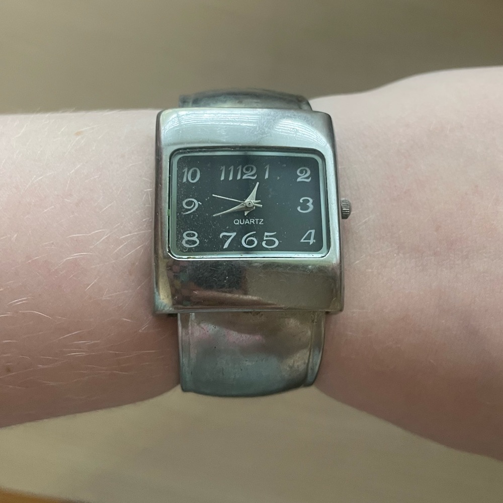 silver cuff watch